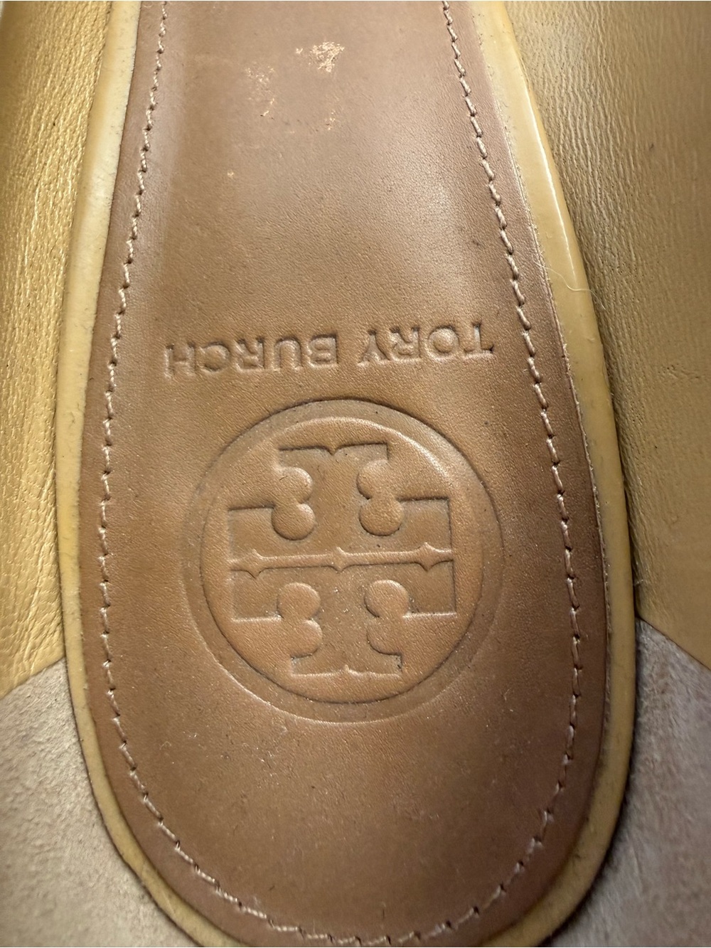 TORY BURCH beige rounded peep toe pumps high heels shoes size 9 - Picture 4 of 6